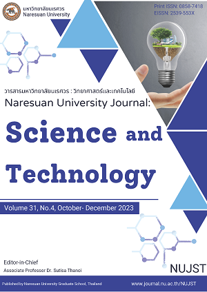 วารสารมหาวิทยาลัยนเรศวร วิทยาศาสตร์และเทคโนโลยี ปีที่ 31 ฉบับที่ 4 เดือนตุลาคม – ธันวาคม 2566